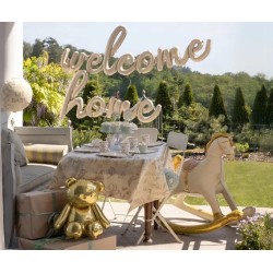 GUIRLANDE BALLONS METALLIQUES GONFLAGE AIR WELCOME HOME BLANC CREME 258 X 55 CM