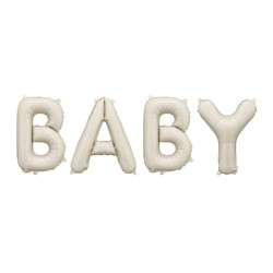 GUIRLANDE BALLONS METALLIQUES GONFLAGE AIR LETTRES BABY BLANC CREME 90 X 35 CM