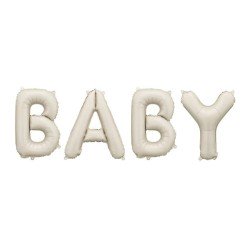 GUIRLANDE BALLONS METALLIQUES GONFLAGE AIR LETTRES BABY BLANC CREME 90 X 35 CM