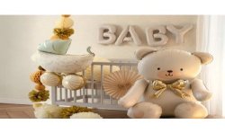 GUIRLANDE BALLONS METALLIQUES GONFLAGE AIR LETTRES BABY BLANC CREME 90 X 35 CM