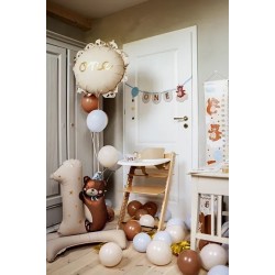 BALLON METALLIQUE ROND ONE BLANC CREME 52 CM GONFLE