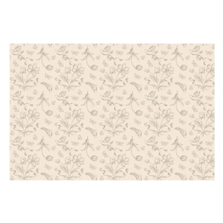 NAPPE POLY COTON HYDROPHOBE BEIGE AVEC FLEURS 120 X 180 CM