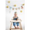 BANNER + COURONNE ONE DECORATIVE OURS COULEURS CREME ROSE ET BLEU