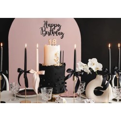 TOP OU PIQUE GATEAU CAKE TOPPER HAPPY BIRTHDAY NOIR
