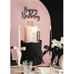 TOP OU PIQUE GATEAU CAKE TOPPER HAPPY BIRTHDAY NOIR