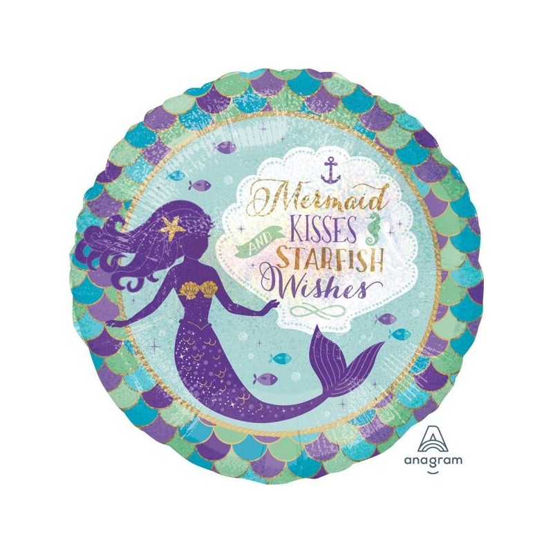 BALLON METALLIQUE ROND SIRENE 45 CM  BALLON METALLIQUE ROND SIRENE 45 CM