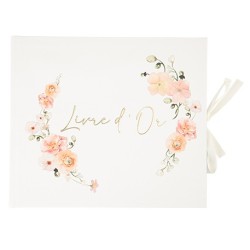 LIVRE D'OR ROSE PECHE ET OR 68 PAGES