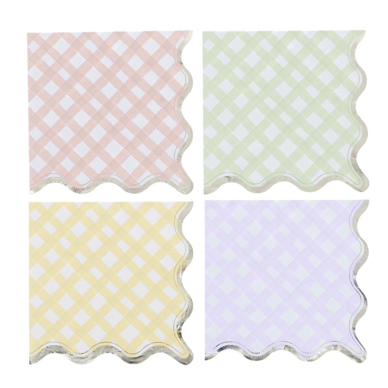 16 SERVIETTES VICHY PASTEL 33 X 33 CM LILAS ROSE VERT JAUNE OR ASSORTIS 16 SERVIETTES VICHY PASTEL 33 X 33 CM LILAS ROSE VERT JAUNE OR ASSORTIS