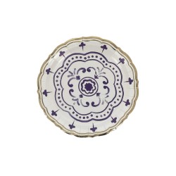 8 ASSIETTES DOLCE VITA BLEU ROI, BLANC ET OR 18 CM 