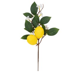 BRANCHE DE CITRONS JAUNE, BLANC ET VERT 32 CM