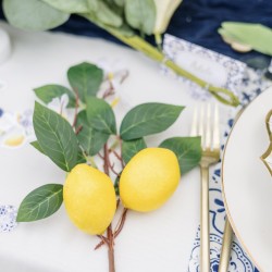 BRANCHE DE CITRONS JAUNE, BLANC ET VERT 32 CM 