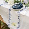 CHEMIN DE TABLE DOLCE VITA BLANC, BLEU ROI ET JAUNE 28 CM X 5M