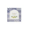 16 SERVIETTES DOLCE VITA BLEU ROI , BLANC ET OR + CITRONS 33 X 33 CM 3 PLIS