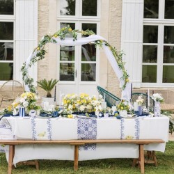 8 GOBELETS DOLCE VITA BLEU ROI , BLANC ET OR + CITRONS 255 ML