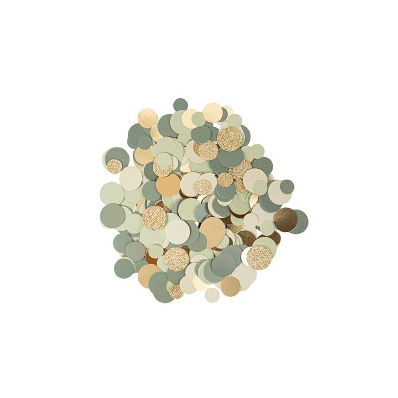 DEGRADE DE CONFETTIS RONDS VERT SAUG ET OR 1.5 A 2.5 CM 14G DEGRADE DE CONFETTIS RONDS VERT SAUG ET OR 1.5 A 2.5 CM 14G