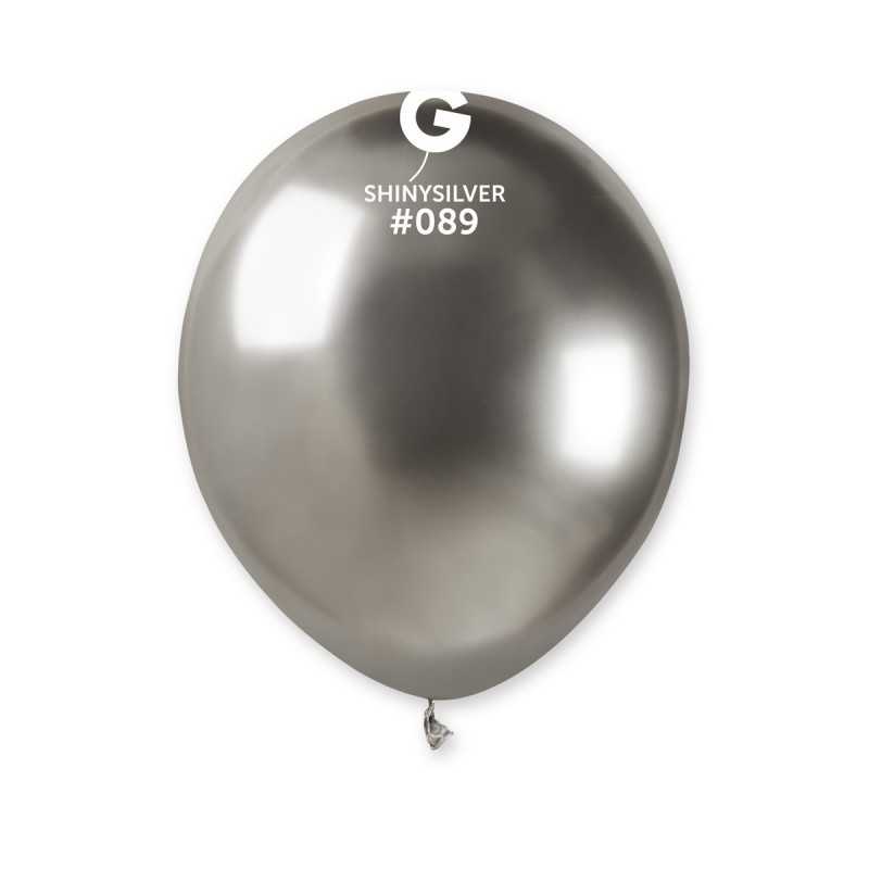 50 BALLONS SHINY ARGENT LATEX 13CM