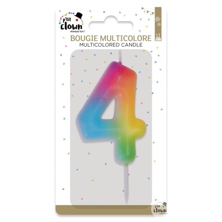 BOUGIE MULTICOLORE CHIFFRE 4