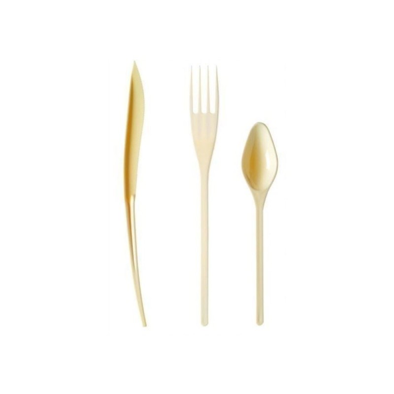 30 COUVERTS PLASTIQUES IVOIRE 10 FOURCHETTES 10 COUTEAUX 10 PETITES CUILLERES