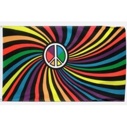 DRAPEAU DE LA PAIX RAINBOW SWIRL PEACE EN TISSU 90 X 150 CM