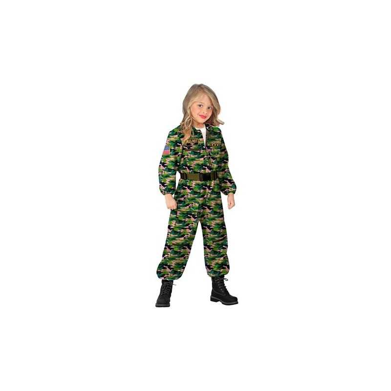 DEGUISEMENT PILOTE COMBINAISON VERT CAMOUFLAGE TAILLE 128CM