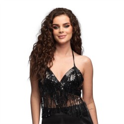 TOP FESTIVAL NOIR AVEC STRASS TAILLE UNIQUE