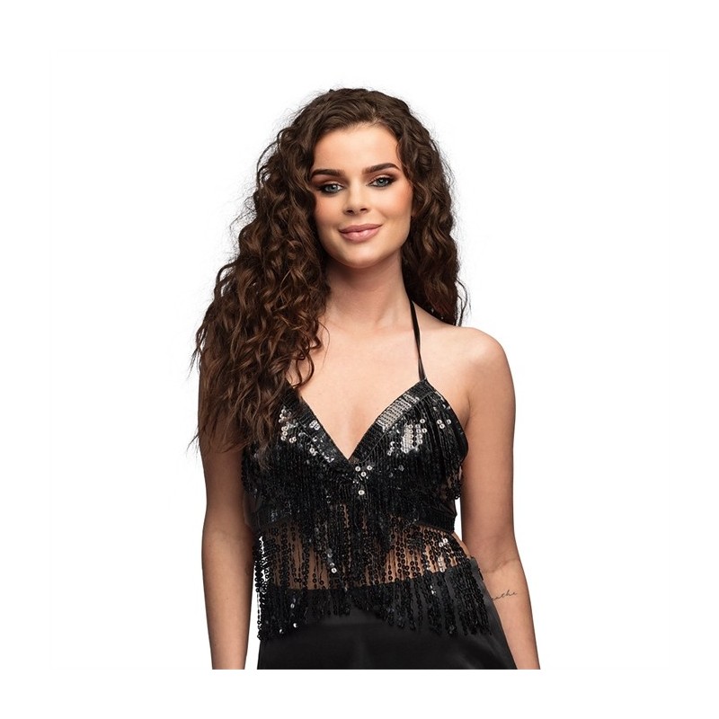 TOP FESTIVAL NOIR AVEC STRASS TAILLE UNIQUE 
