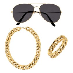SET LUNETTES, BRACELET  ET CHAINE EN OR