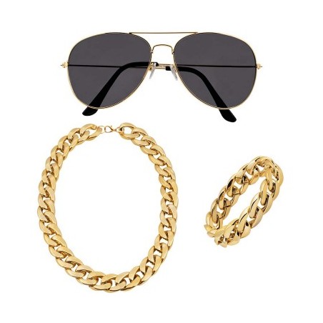 SET LUNETTES, BRACELET  ET CHAINE EN OR