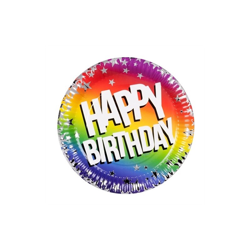 10 ASSIETTES RONDES MULTICOLORES HAPPY BIRTHDAY 18 CM 10 ASSIETTES RONDES MULTICOLORES HAPPY BIRTHDAY 18 CM