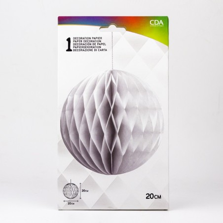 BOULE ALVEOLEE EN PAPIER BLANC 20 CM