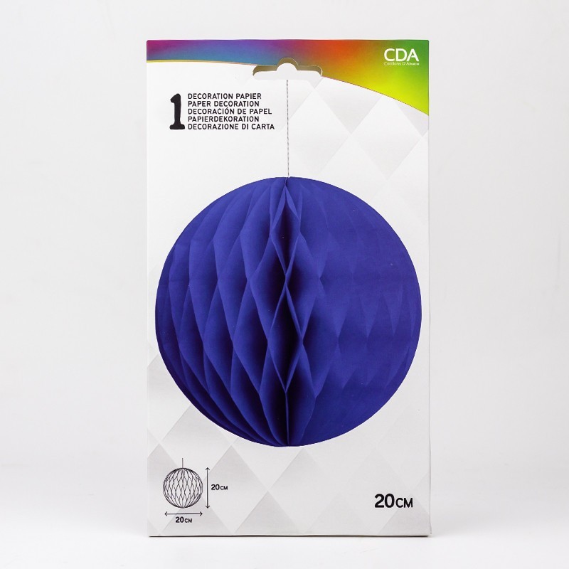 BOULE ALVEOLEE EN PAPIER BLEU ROI 20 CM BOULE ALVEOLEE EN PAPIER BLEU ROI 20 CM