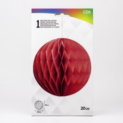 BOULE ALVEOLEE EN PAPIER ROUGE 20 CM