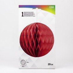 BOULE ALVEOLEE EN PAPIER ROUGE 20 CM