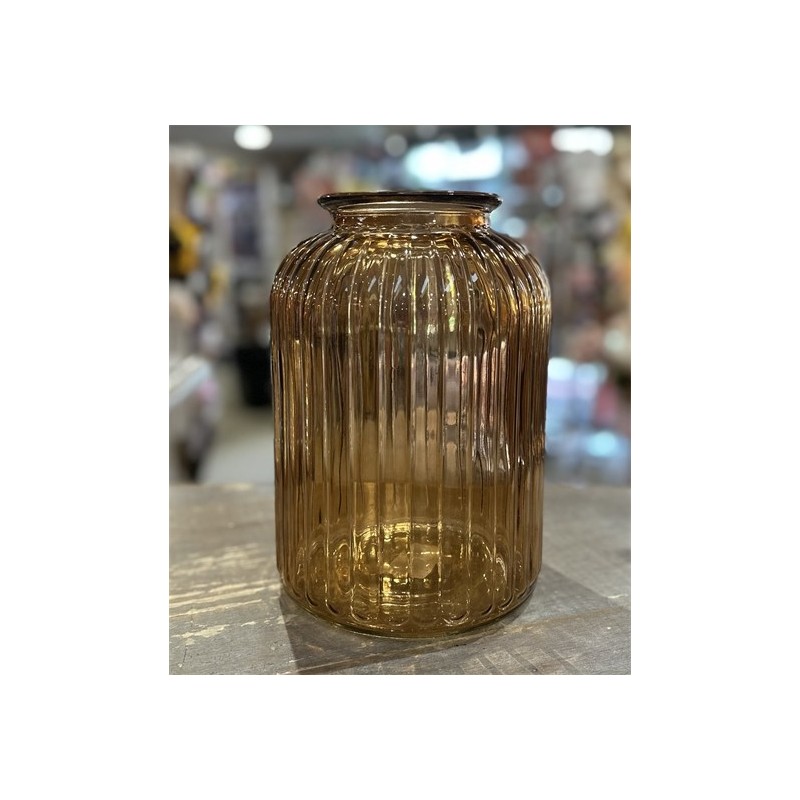 VASE  ORANGE TERRACOTA VERRE TEXTURE RAINUREE DIA 18 CM  HAUTEUR 25 CM  VASE  ORANGE TERRACOTA VERRE TEXTURE RAINUREE DIA 18 CM  HAUTEUR 25 CM