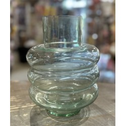 VASE  TRANPARENT VERRE TEXTURE VAGUE DIA 18 CM  HAUTEUR 25 CM