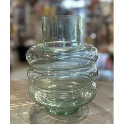 VASE  TRANPARENT VERRE TEXTURE VAGUE DIA 18 CM  HAUTEUR 25 CM 