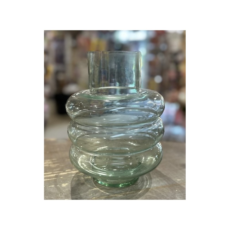 VASE  TRANPARENT VERRE TEXTURE VAGUE DIA 18 CM  HAUTEUR 25 CM  VASE  TRANPARENT VERRE TEXTURE VAGUE DIA 18 CM  HAUTEUR 25 CM