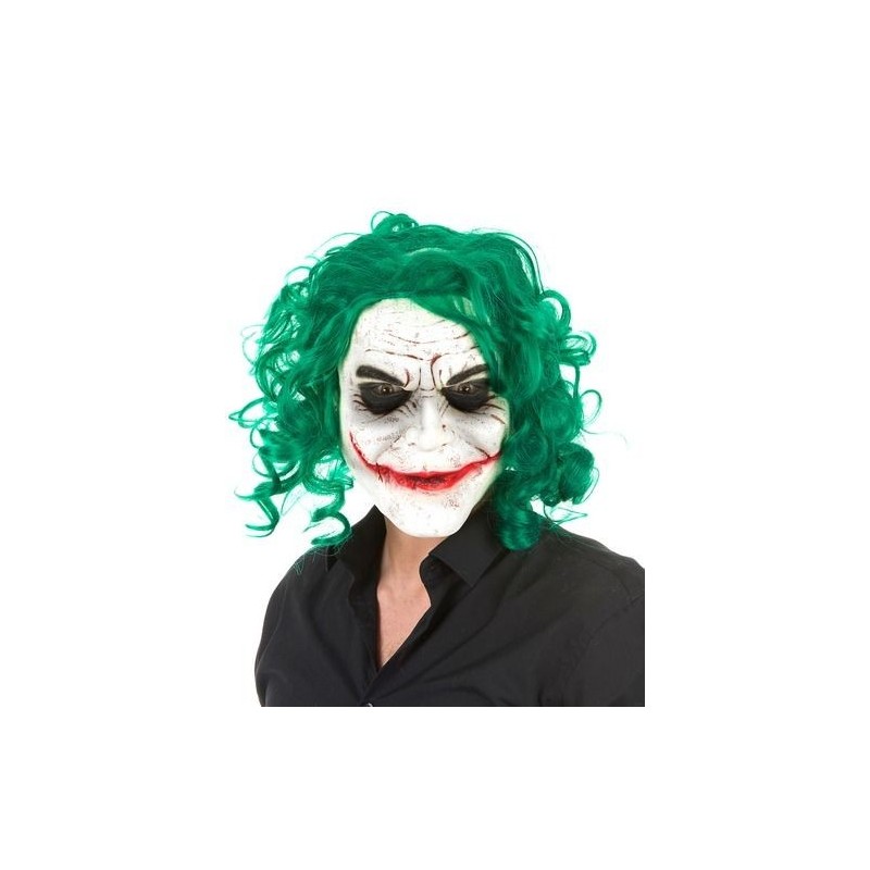 MASQUE CLOWN JOKER CHEVEUX VERT ET GRAND SOURIRE