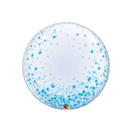 BALLON BUBBLES DECO CONFETTIS BLEU 61 CM