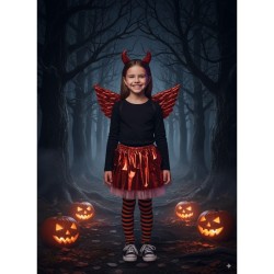 SET 3 PIECES DIABLE ROUGE BRILLANT TUTU AILES ET SERRE TETE