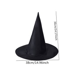 CHAPEAU NOIR DE SORCIERE TAILLE ADULTE POLYESTER 36 X 38 CM