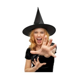 CHAPEAU NOIR DE SORCIERE TAILLE ADULTE POLYESTER 36 X 38 CM