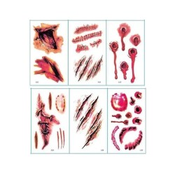 TATOUAGES EPHEMERES CICATRICES HALLOWEEN 6 MODELES DIFFERENTS