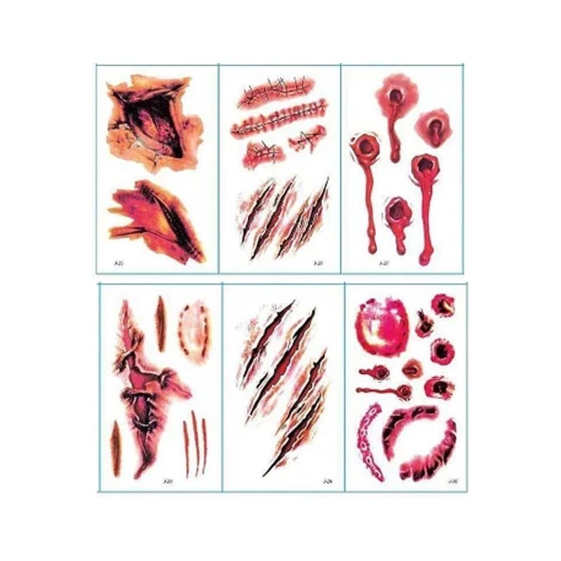 TATOUAGES EPHEMERES CICATRICES HALLOWEEN 6 MODELES DIFFERENTS TATOUAGES EPHEMERES CICATRICES HALLOWEEN 6 MODELES DIFFERENTS