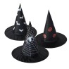 CHAPEAU  DE SORCIERE ENFANT NOIR MOTIF ARAIGNEE CHAUVE SOURIS OU CITROUILLE