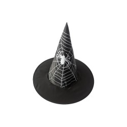 CHAPEAU  DE SORCIERE ENFANT NOIR MOTIF ARAIGNEE CHAUVE SOURIS OU CITROUILLE
