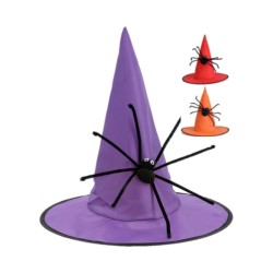CHAPEAU DE SORCIERE ENFANT VIOLET ORANGE OU ROUGE AVEC ARAIGNEE 