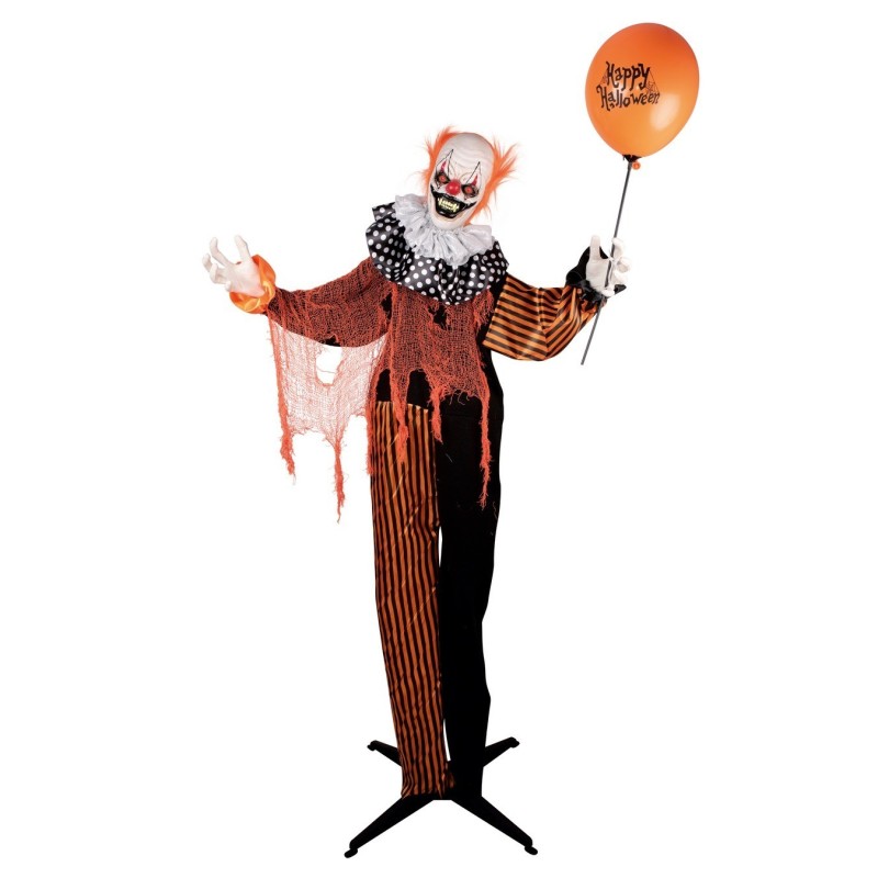 DECORATION HALLOWEEN CLOWN MALEFIQUE ORANGE NOIR SON  LUMIERE ET ANIME 166 CM