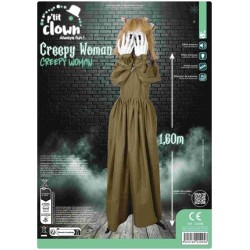 DECORATION HALLOWEEN CREEPY WOMAN FILLE  SON  LUMIERE ET ANIME 160 CM