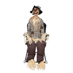 DECORATION HALLOWEEN EPOUVANTAIL SUR CHAISE BASCULE SON  LUMIERE ET ANIME 120 CM